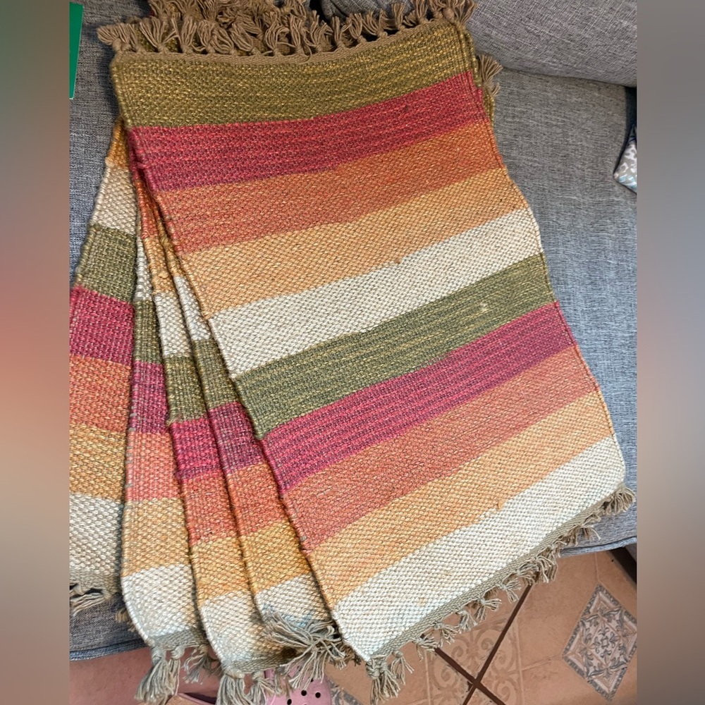 Pier 1 Imports Discontinued set of 5 Woven Fall colored Striped Placemats